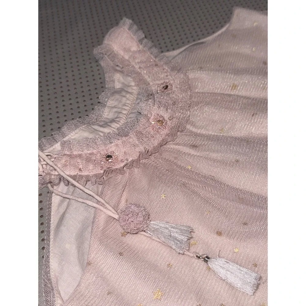 Luna Luna Collection Toddler Girl Pink Tulle Gold Star Dress Ruffle Beaded 3T